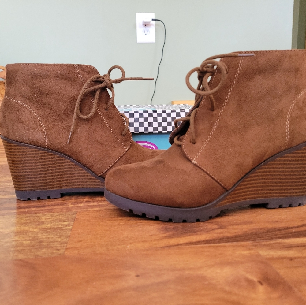 Soda Brand Wedge Booties New With Box